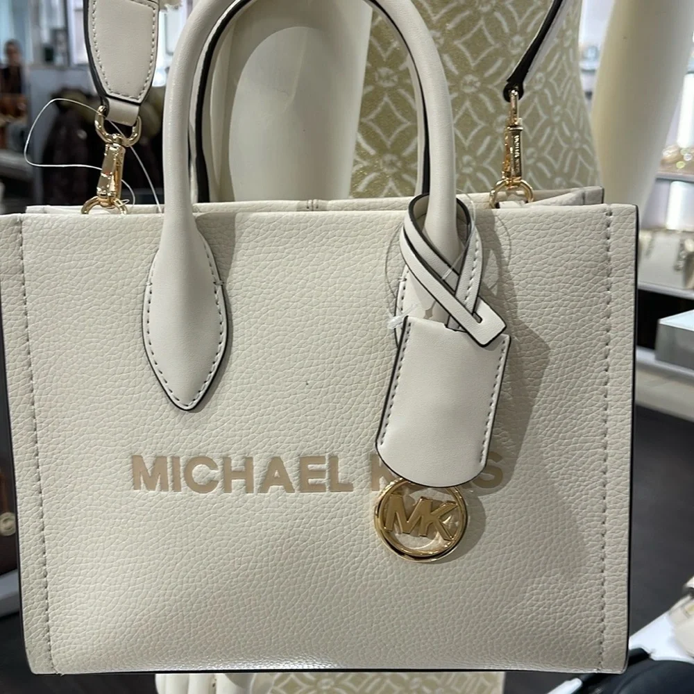 Michael Kors Mirella Small Pebbled Leather Shopper Top Zip Crossbody XBody Bag